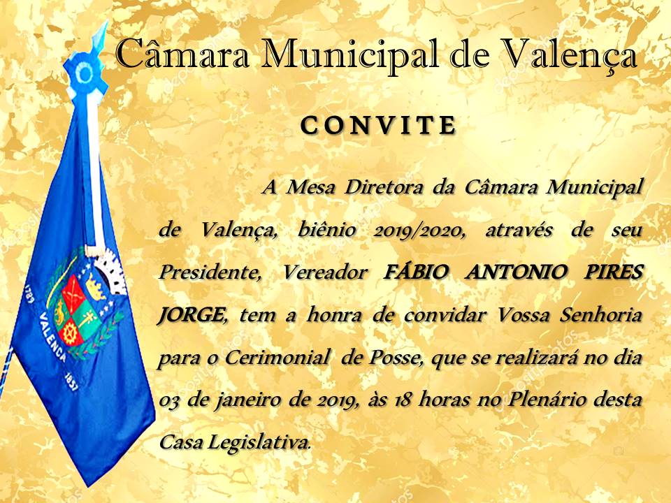 CONVITE SESSÃO SOLENE DE POSSE BIÊNIO 2019-2020