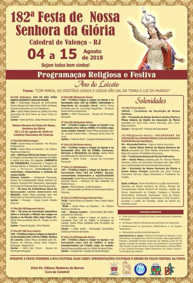DIVULGAÇÃO  182ª FESTA DE NOSSA SENHORA DA GLÓRIA