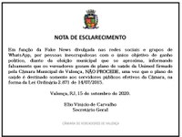 NOTA ESCLARECIMENTO SOBRE FAKE NEWS